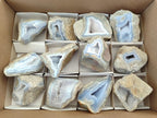 Polished One Side Blue Lace Agate Geodes x 12 From Nsanje, Malawi