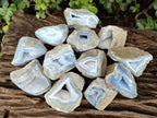 Polished One Side Blue Lace Agate Geodes x 12 From Nsanje, Malawi