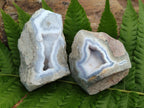 Polished One Side Blue Lace Agate Geodes x 12 From Nsanje, Malawi