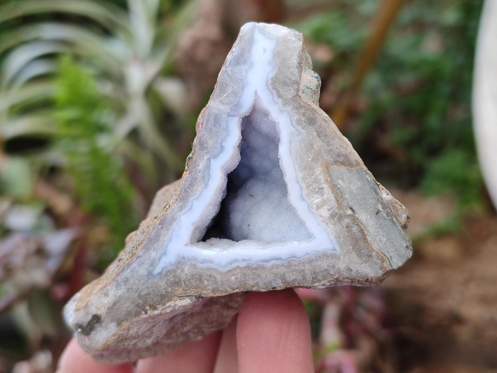 Polished One Side Blue Lace Agate Geodes x 12 From Nsanje, Malawi