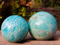 Polished Amazonite Spheres x 3 From Madagascar