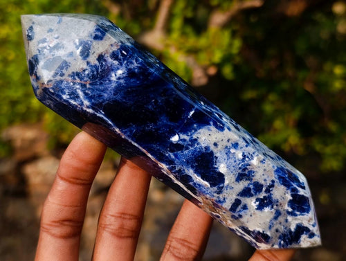 Polished Sodalite Double Terminated Crystals x 4 From Kunene River, Namibia