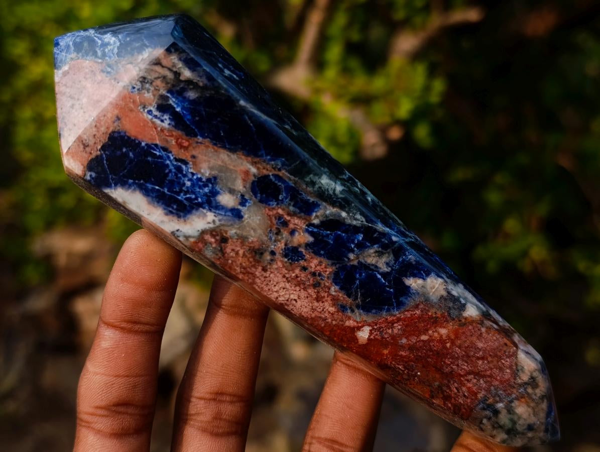 Polished Sodalite Double Terminated Crystals x 4 From Kunene River, Namibia