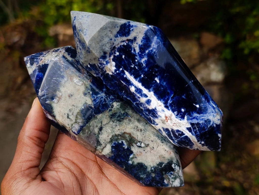 Polished Sodalite Double Terminated Crystals x 4 From Kunene River, Namibia