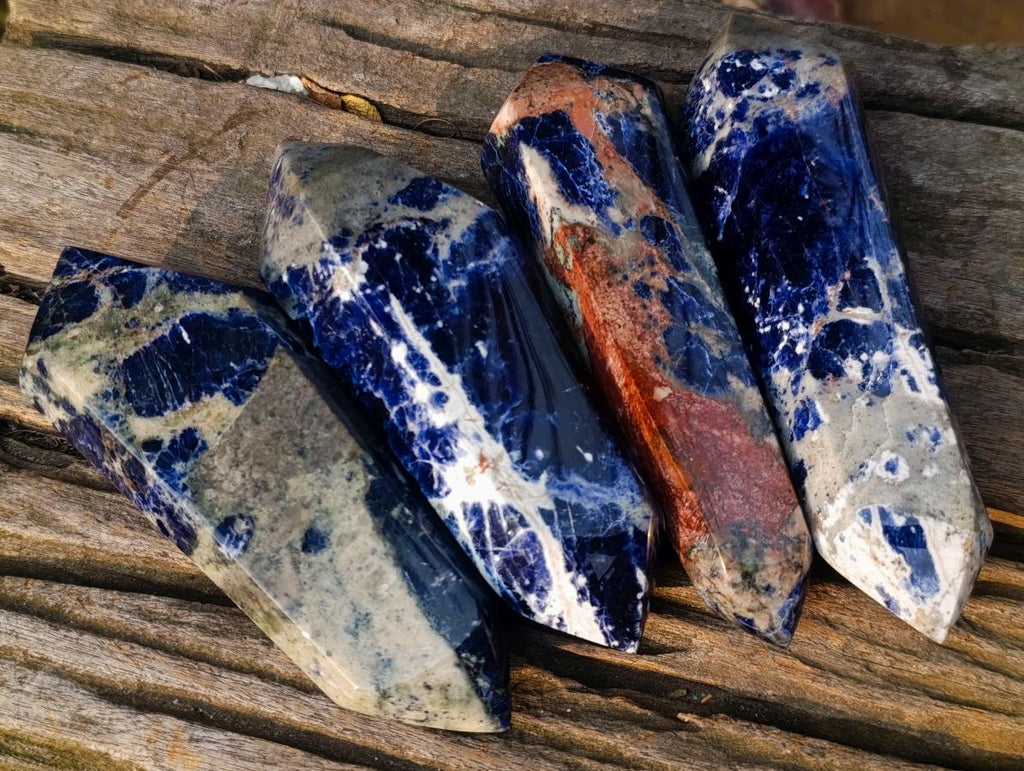 Polished Sodalite Double Terminated Crystals x 4 From Kunene River, Namibia