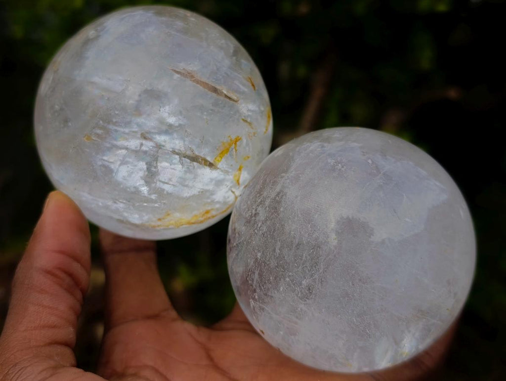 Polished Clear Quartz Crystal Balls x 3 From Madagascar
