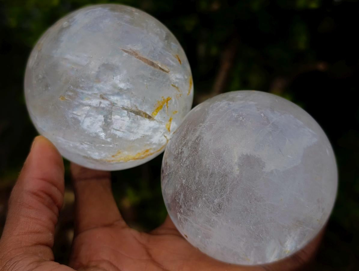 Polished Clear Quartz Crystal Balls x 3 From Madagascar