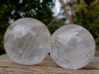 Polished Clear Quartz Crystal Balls x 3 From Madagascar