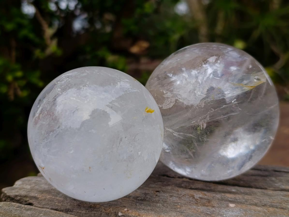 Polished Clear Quartz Crystal Balls x 3 From Madagascar