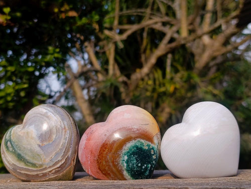 Polished Mixed Multi Mineral Hearts x 6 From Madagascar - Toprock Gemstones and Minerals 