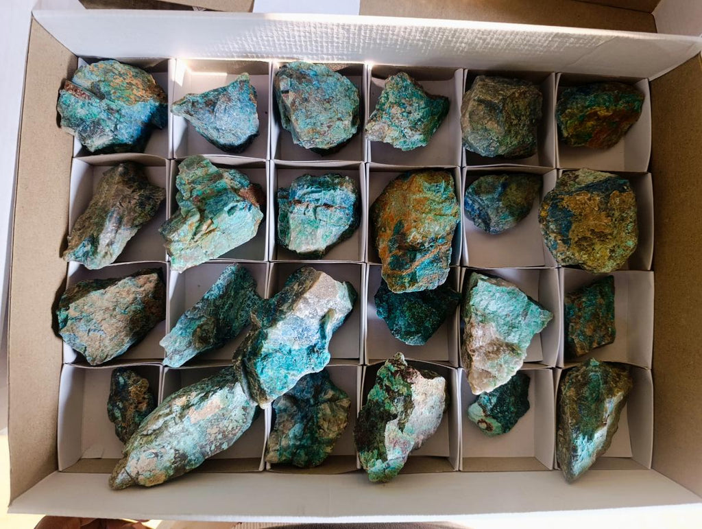 Natural Cobbed Shattuckite Specimens x 24 From Kaokoveld, Namibia - Toprock Gemstones and Minerals 