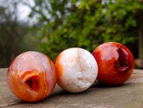 Polished Carnelian Agate Gemstone Spheres x 24 From Madagascar - Toprock Gemstones and Minerals 