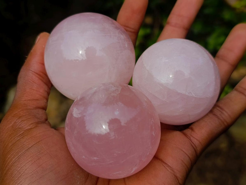 Polished Gemmy Star Rose Quartz Spheres x 12 From Madagascar - Toprock Gemstones and Minerals 