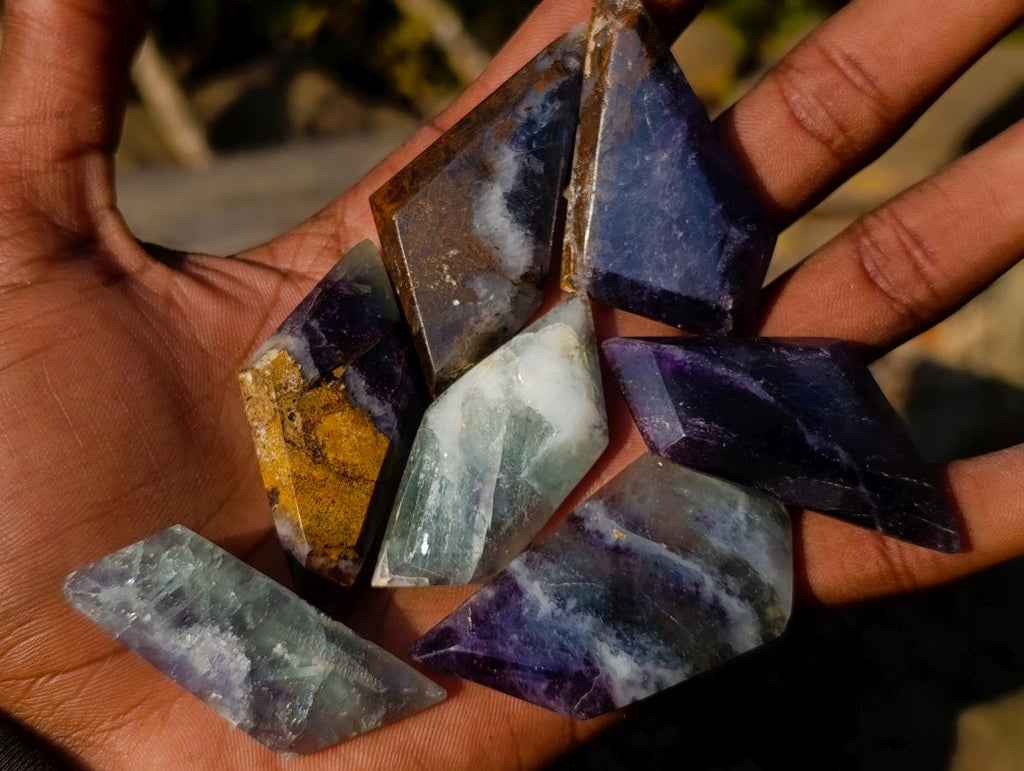 Polished Watermelon Fluorite Pendant Free Forms x 35 From Uis, Namibia - Toprock Gemstones and Minerals 