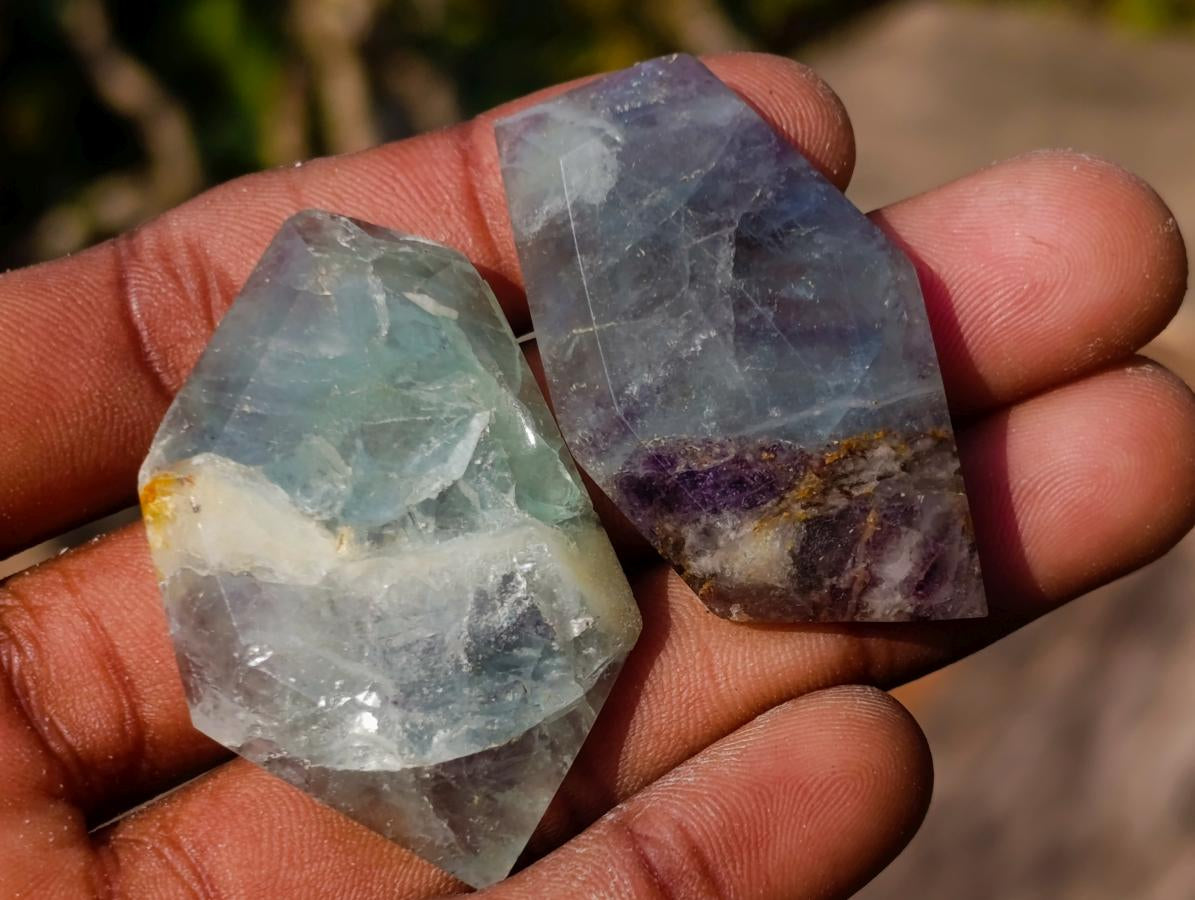 Polished Watermelon Fluorite Pendant Free Forms x 35 From Uis, Namibia - Toprock Gemstones and Minerals 