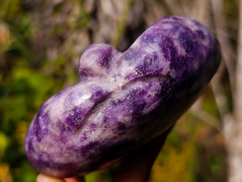 Hand Made Purple Lepidolite Cat Head Carvings x 4 From Zimbabwe - Toprock Gemstones and Minerals 