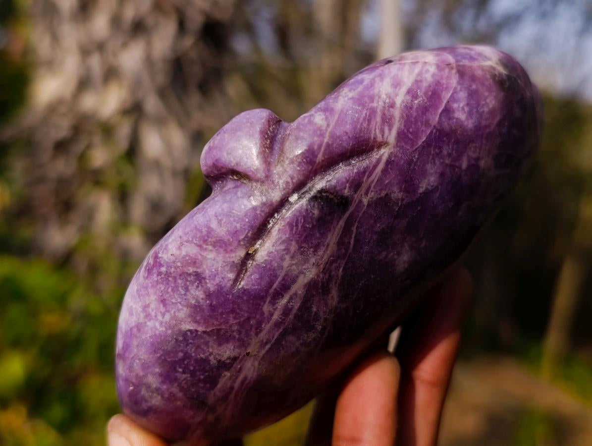 Hand Made Purple Lepidolite Cat Head Carvings x 4 From Zimbabwe - Toprock Gemstones and Minerals 