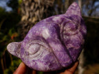 Hand Made Purple Lepidolite Cat Head Carvings x 4 From Zimbabwe - Toprock Gemstones and Minerals 