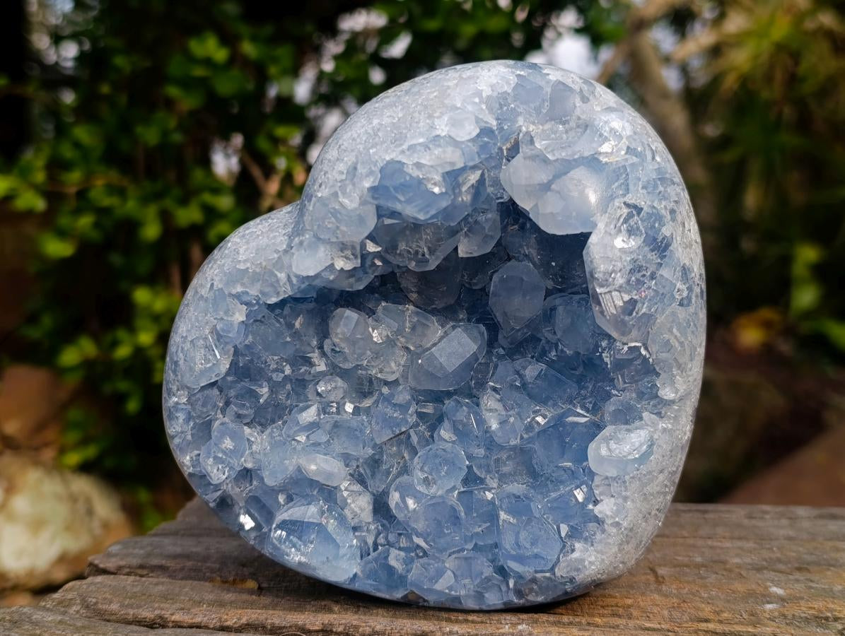 Polished Large Blue Celestite Heart x 1  From Sakoany, Madagascar - Toprock Gemstones and Minerals 