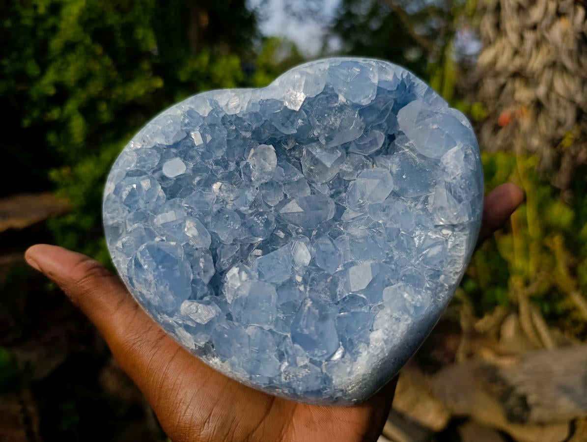 Polished Large Blue Celestite Heart x 1  From Sakoany, Madagascar - Toprock Gemstones and Minerals 