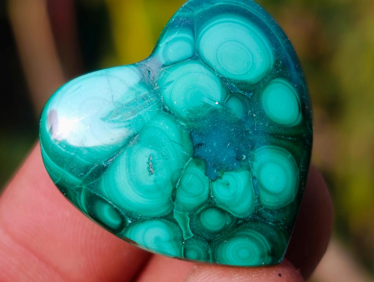 Hand Made Flower Banded Malachite Hearts x 20 From Congo - Toprock Gemstones and Minerals 