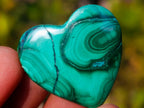 Hand Made Flower Banded Malachite Hearts x 20 From Congo - Toprock Gemstones and Minerals 