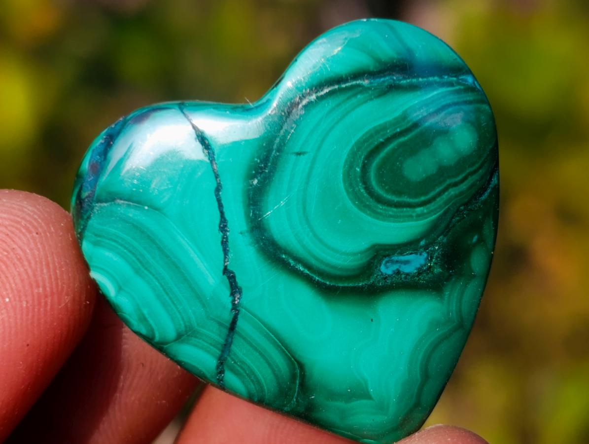 Hand Made Flower Banded Malachite Hearts x 20 From Congo - Toprock Gemstones and Minerals 