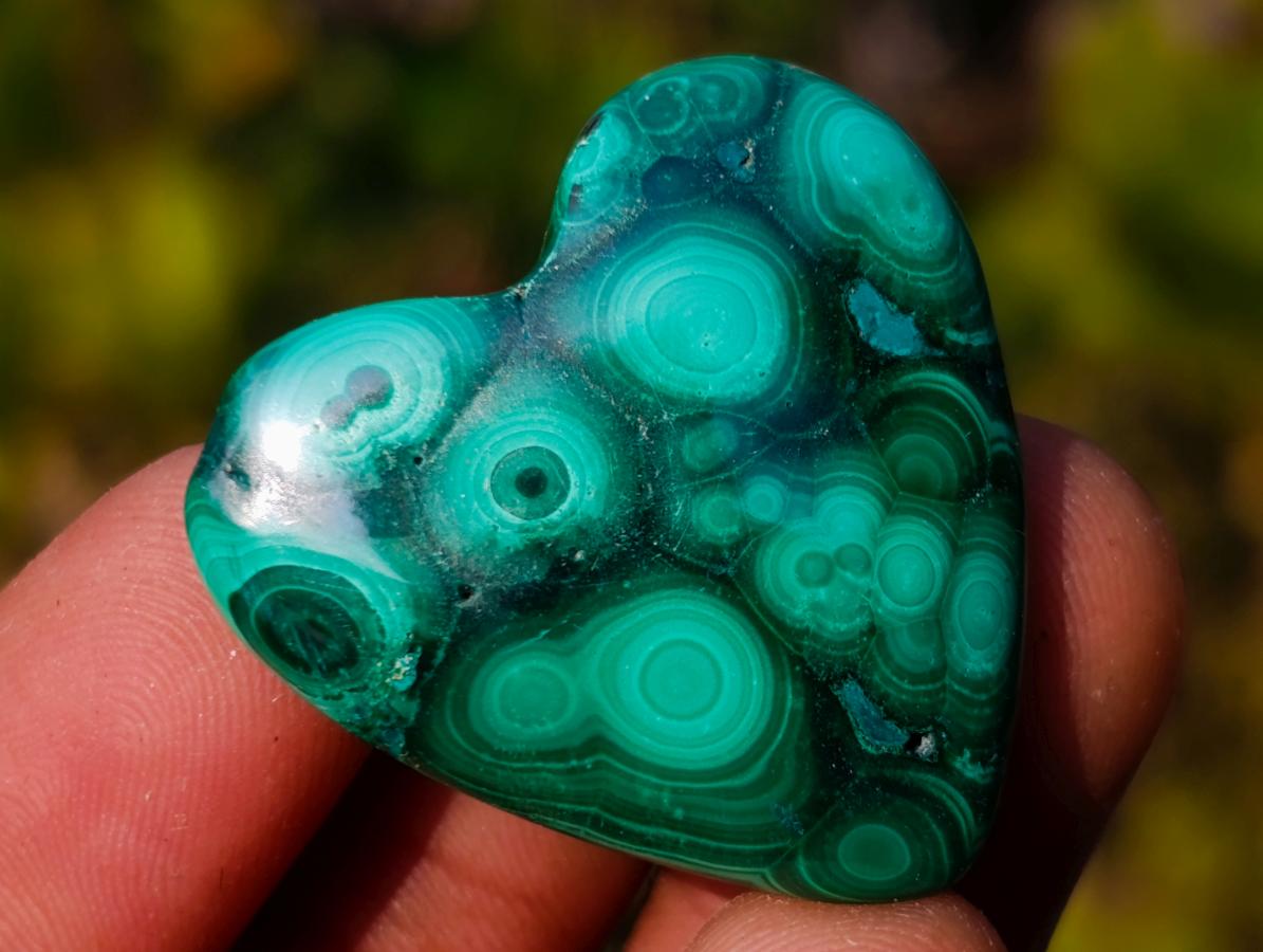 Hand Made Flower Banded Malachite Hearts x 20 From Congo - Toprock Gemstones and Minerals 