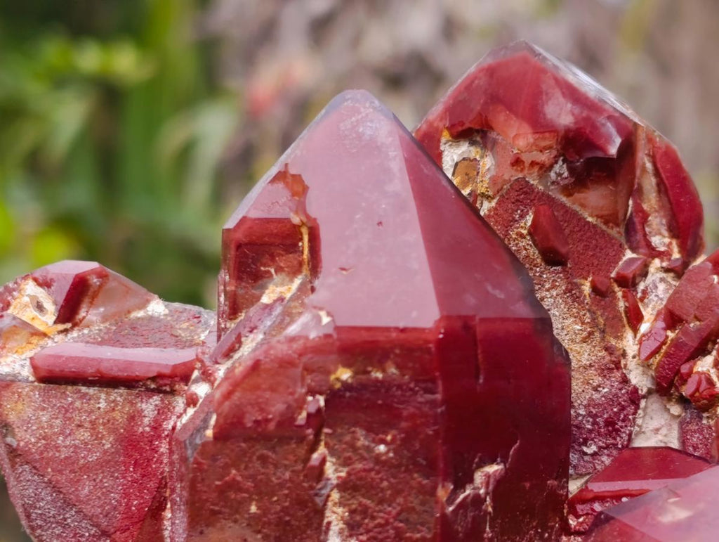 Natural Red Hematoid Quartz Crystals and Clusters x 4 From Karoi, Zimbabwe