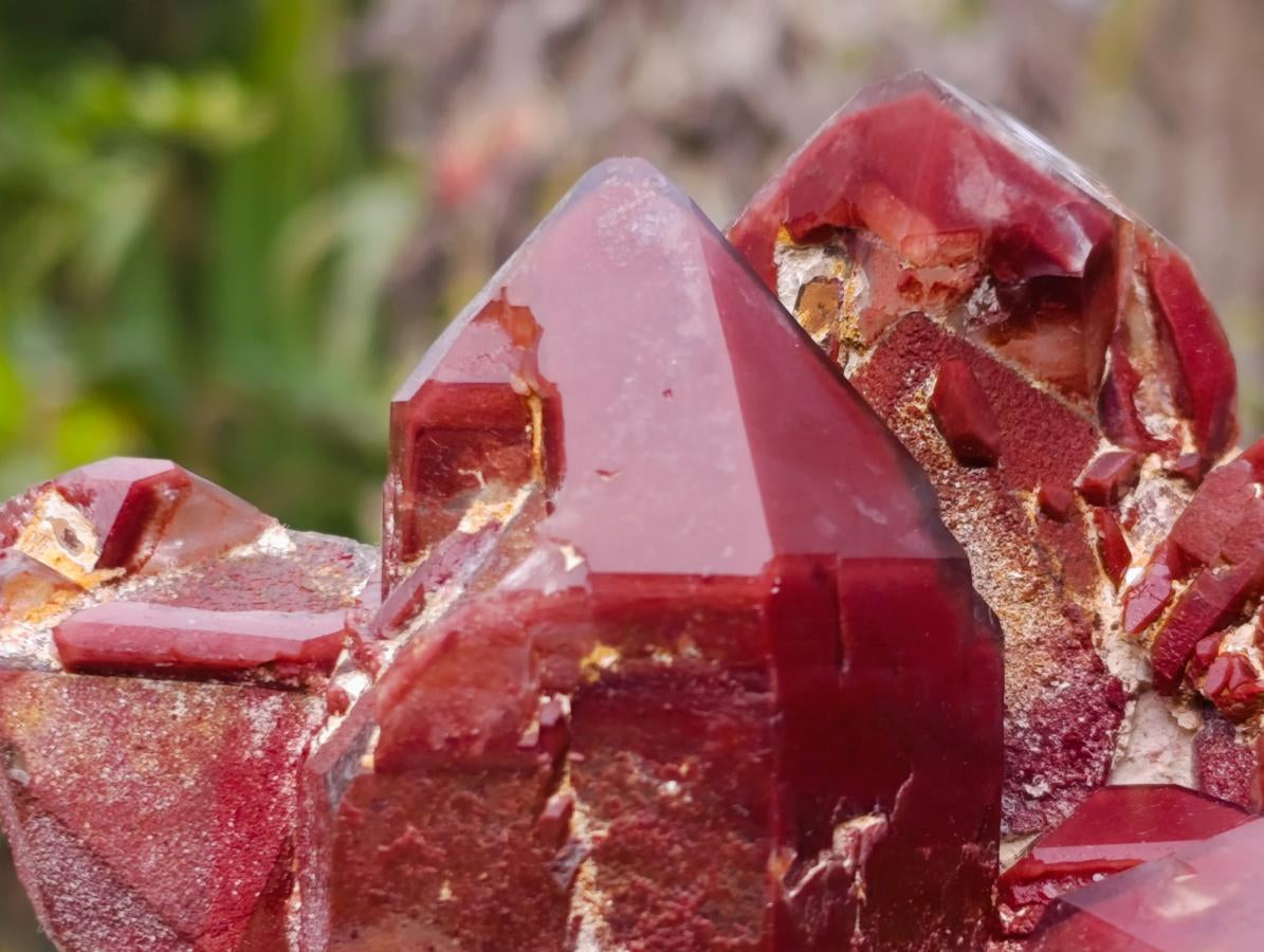 Natural Red Hematoid Quartz Crystals and Clusters x 4 From Karoi, Zimbabwe