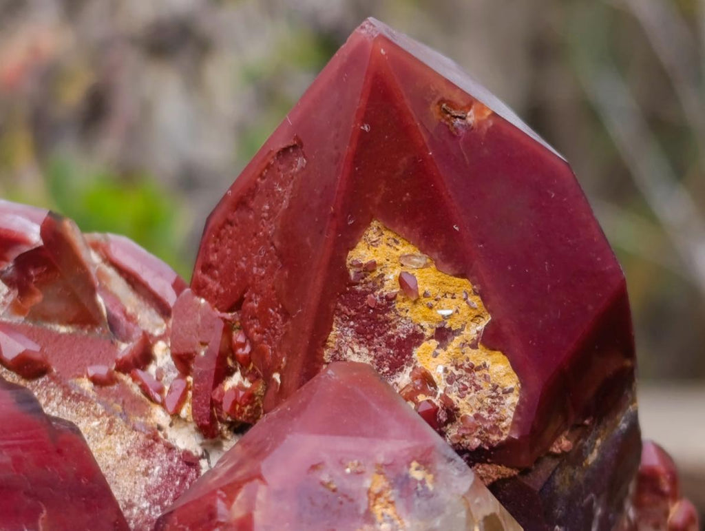 Natural Red Hematoid Quartz Crystals and Clusters x 4 From Karoi, Zimbabwe