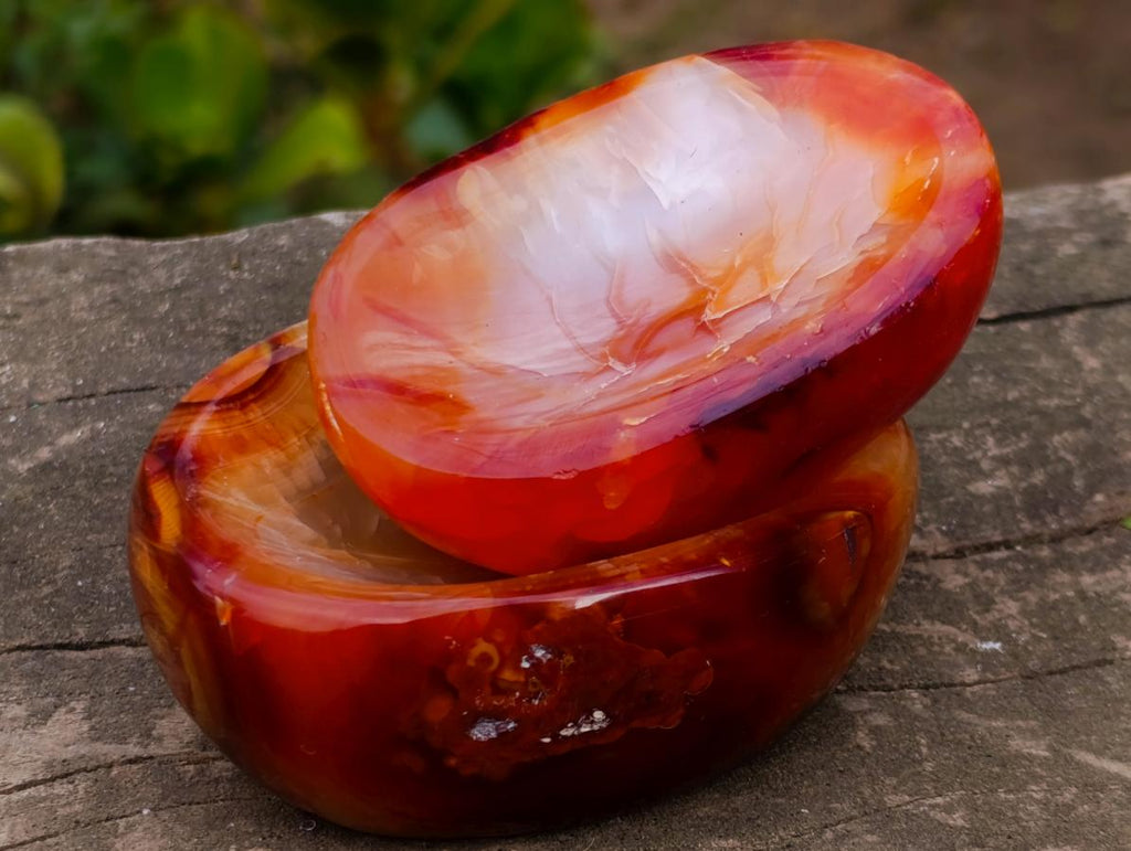 Polished Carnelian Agate Gemstone Bowls x 6 From Madagascar