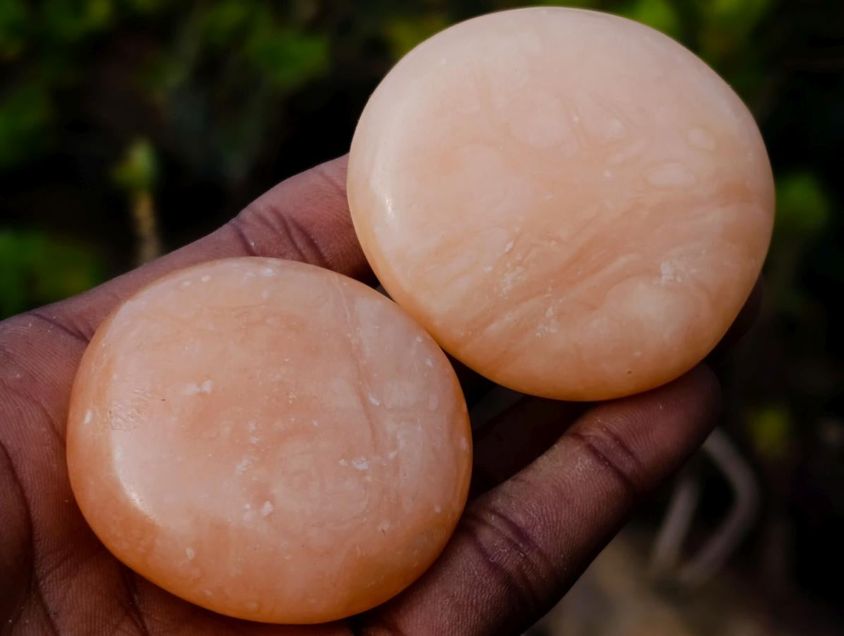 Polished Orange Twist Calcite Galets x 35 From Maevantanana, Madagascar