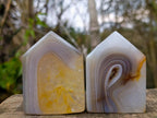 Polished Banded Agate Crystal Shaped Slices x 12 From Madagascar