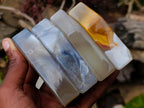 Polished Banded Agate Crystal Shaped Slices x 12 From Madagascar