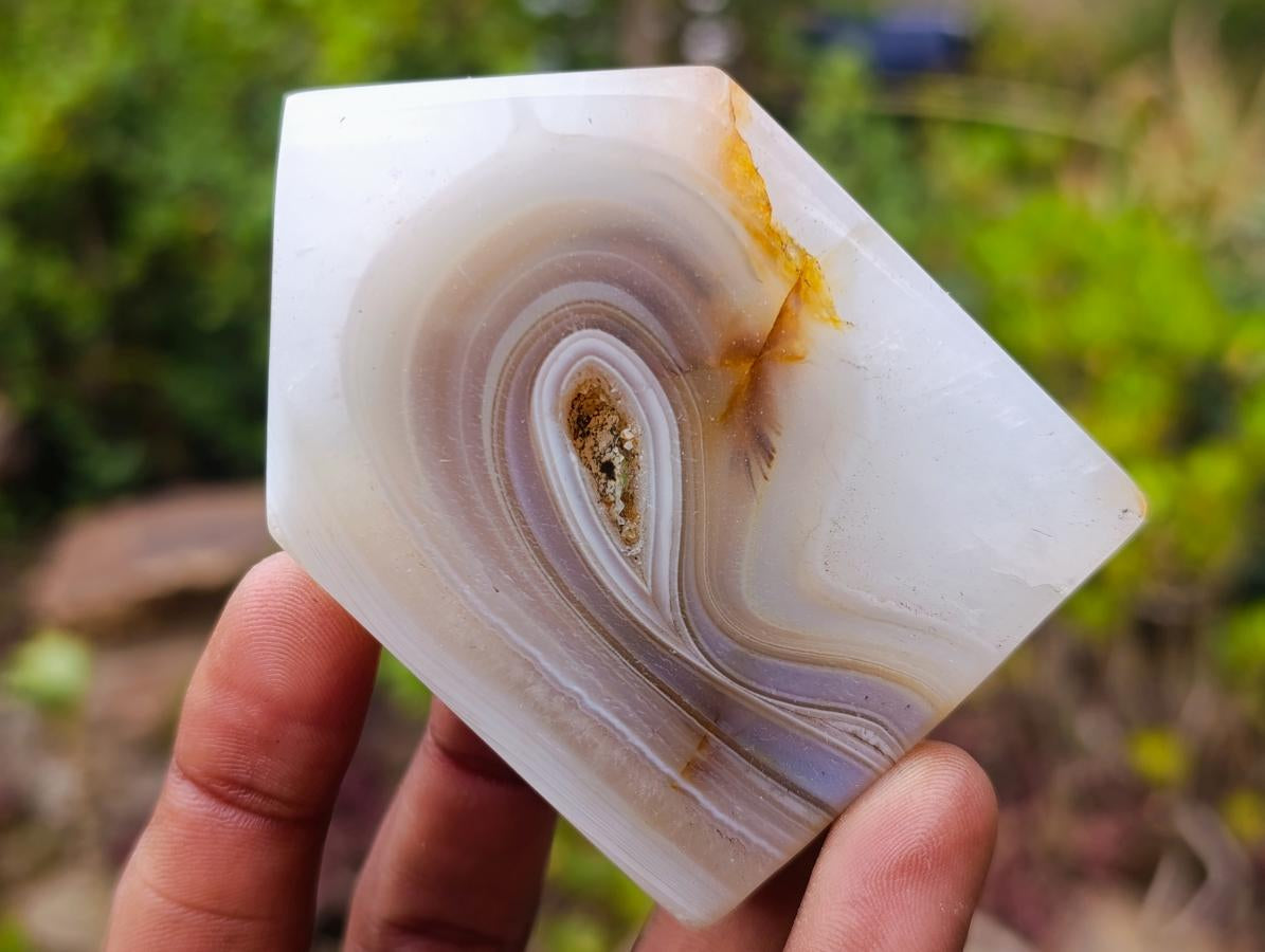 Polished Banded Agate Crystal Shaped Slices x 12 From Madagascar