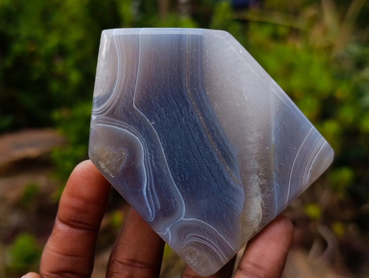 Polished Banded Agate Crystal Shaped Slices x 12 From Madagascar