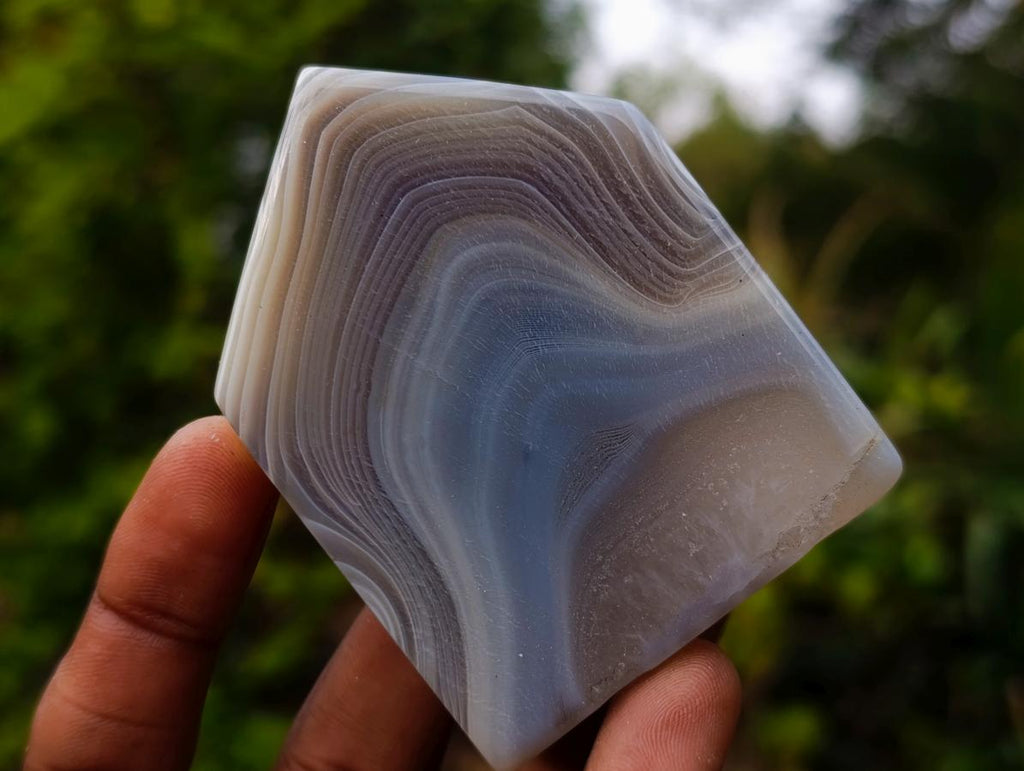 Polished Banded Agate Crystal Shaped Slices x 12 From Madagascar