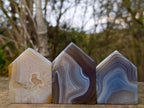 Polished Banded Agate Crystal Shaped Slices x 12 From Madagascar