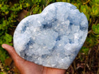 Polished and Natural Large Blue Celestite Heart x 1 From Sakoany, Madagascar