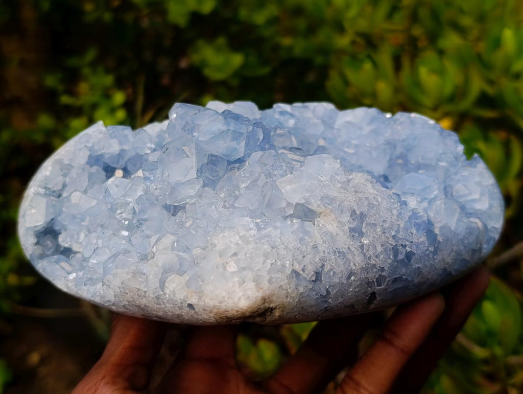 Polished and Natural Large Blue Celestite Heart x 1 From Sakoany, Madagascar
