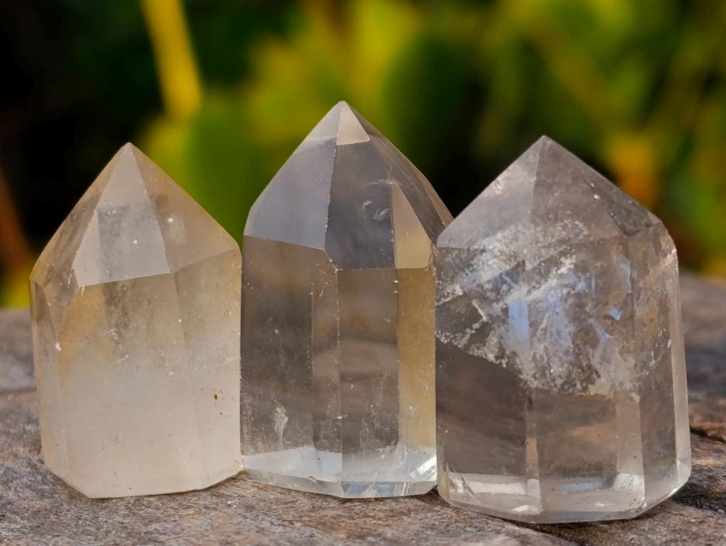 Polished Pendant Sized Smokey and Clear Quartz Crystals x 35 From Madagascar