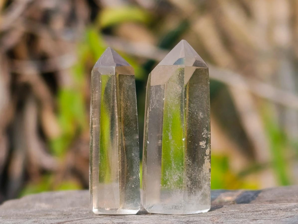 Polished Pendant Sized Smokey and Clear Quartz Crystals x 35 From Madagascar