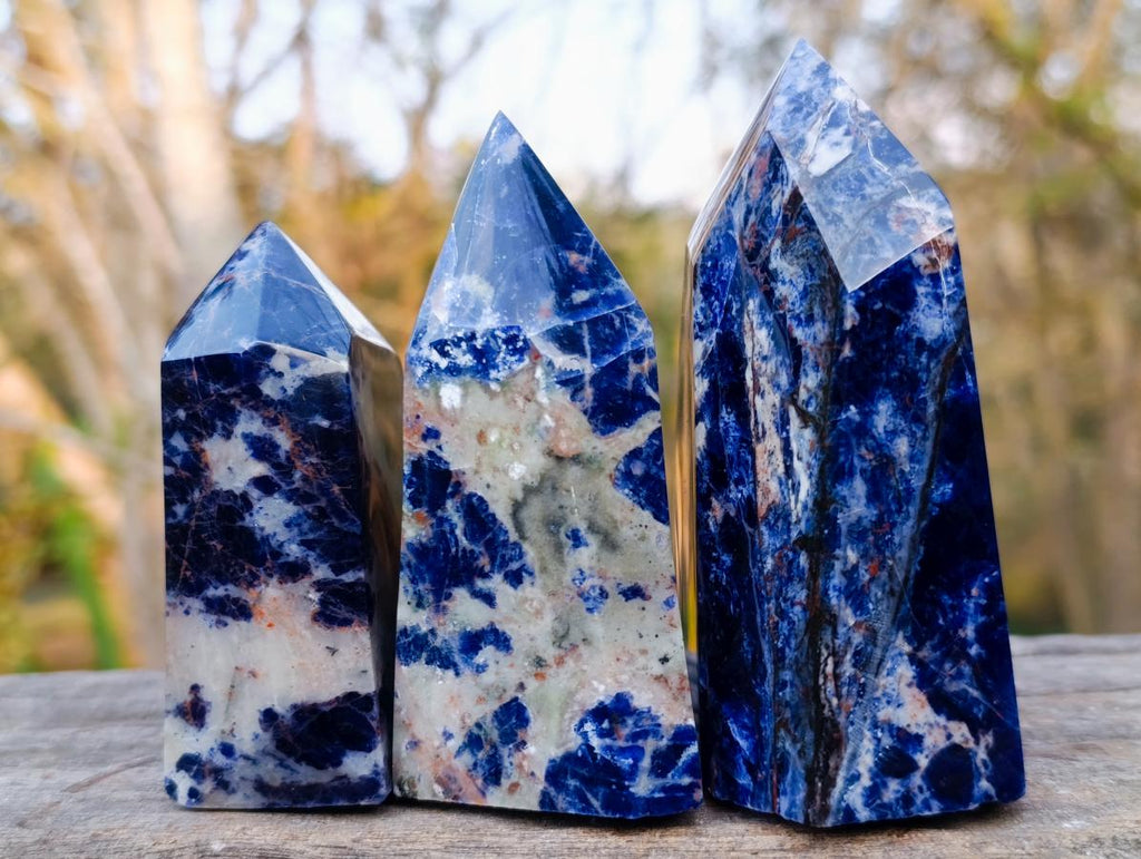 Polished Sodalite Display Crystals x 3 From Kunene River, Namibia