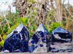 Polished Sodalite Display Crystals x 3 From Kunene River, Namibia