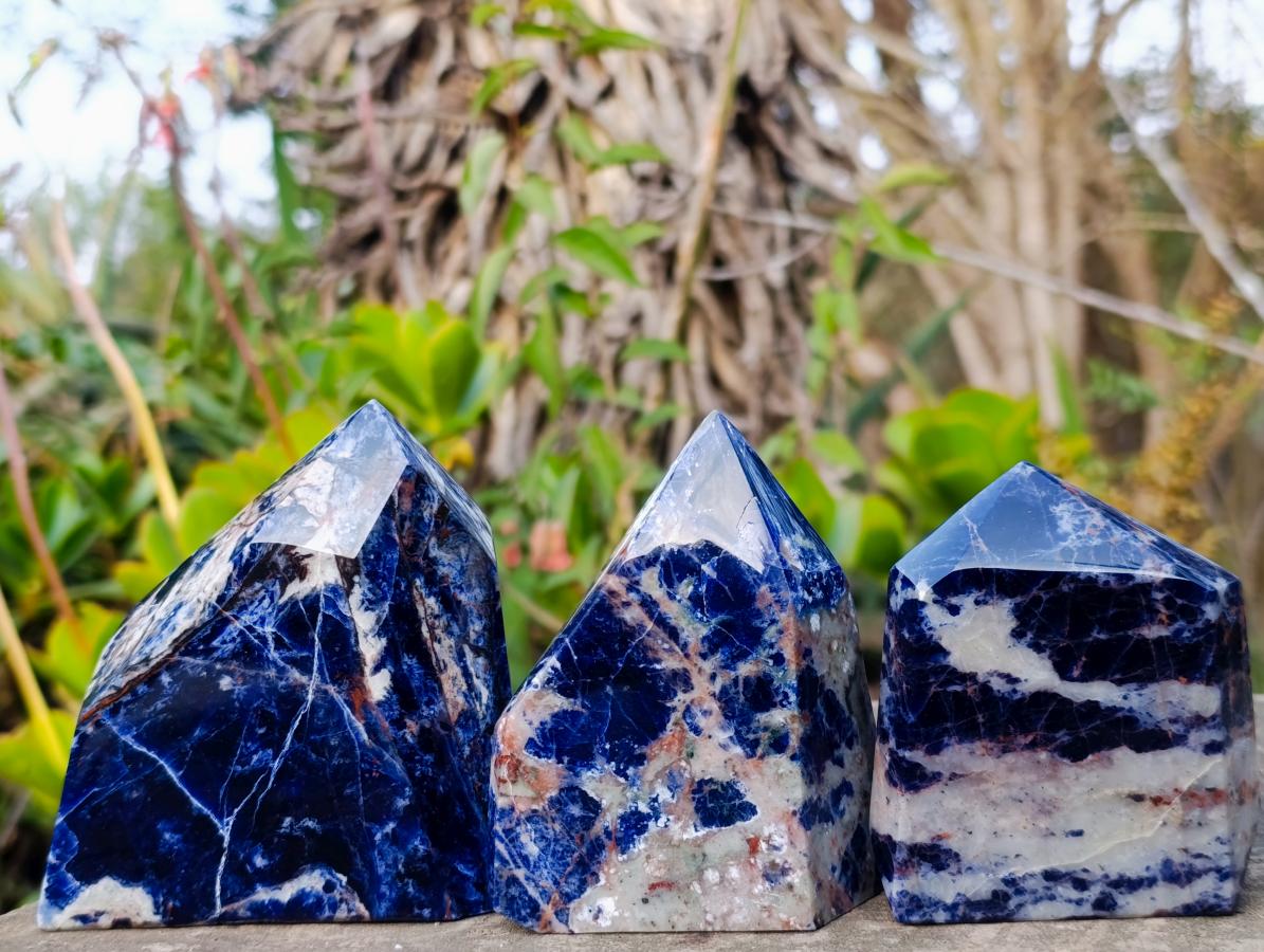 Polished Sodalite Display Crystals x 3 From Kunene River, Namibia