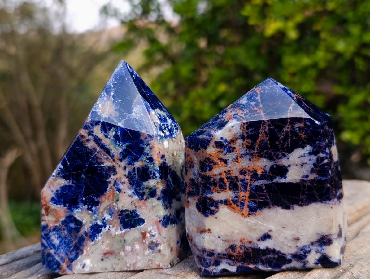 Polished Sodalite Display Crystals x 3 From Kunene River, Namibia
