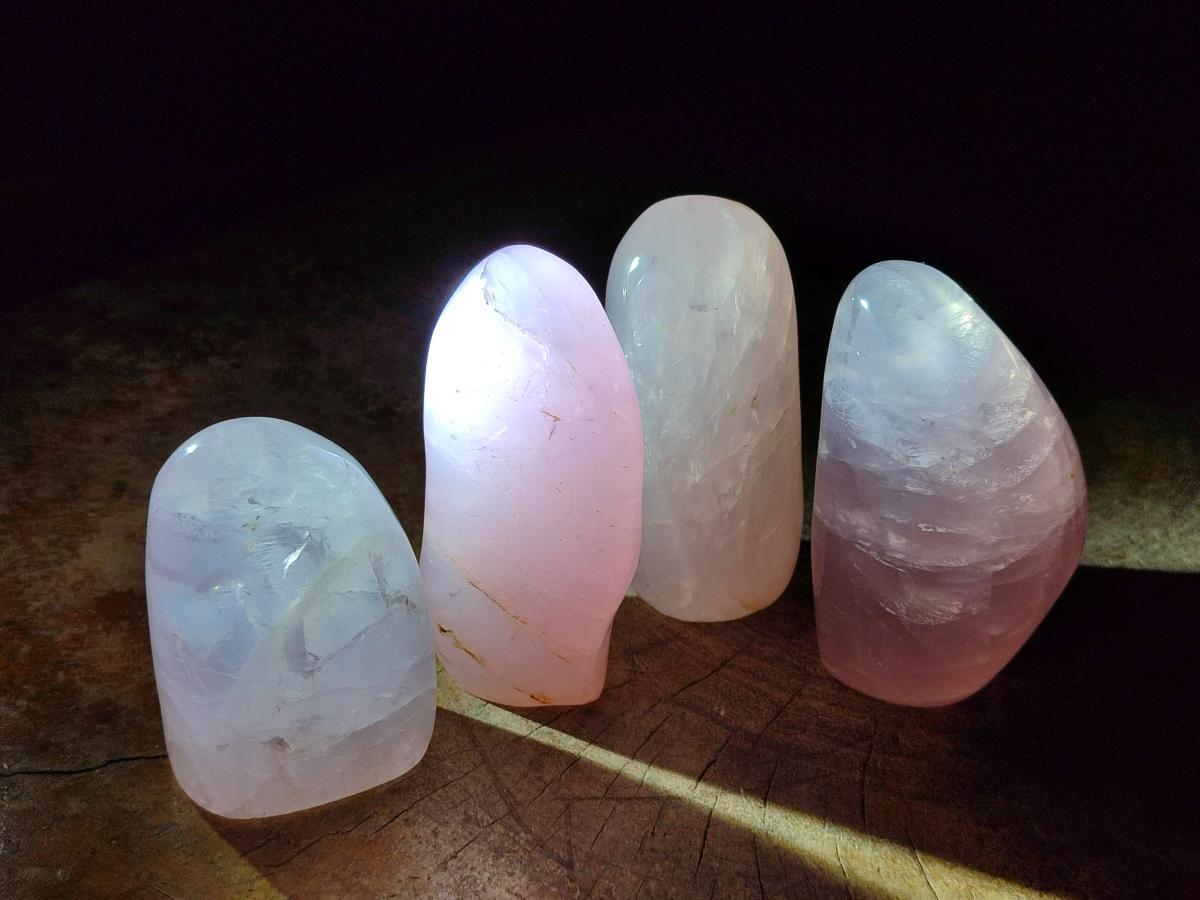 Polished Gemmy Rose Quartz Standing Display Pieces x 12 From Madagascar - Toprock Gemstones and Minerals 