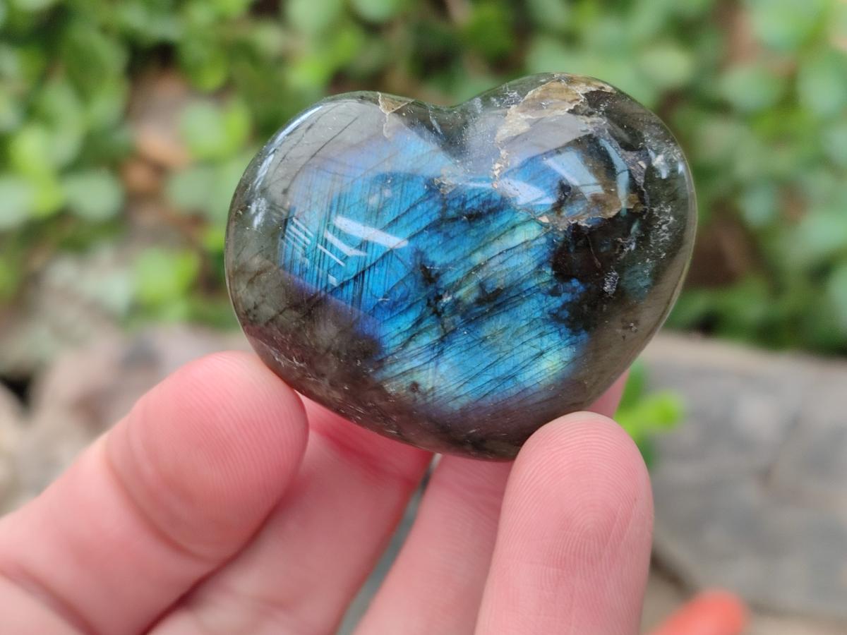 Polished Labradorite Hearts x 35 From Madagascar - Toprock Gemstones and Minerals 