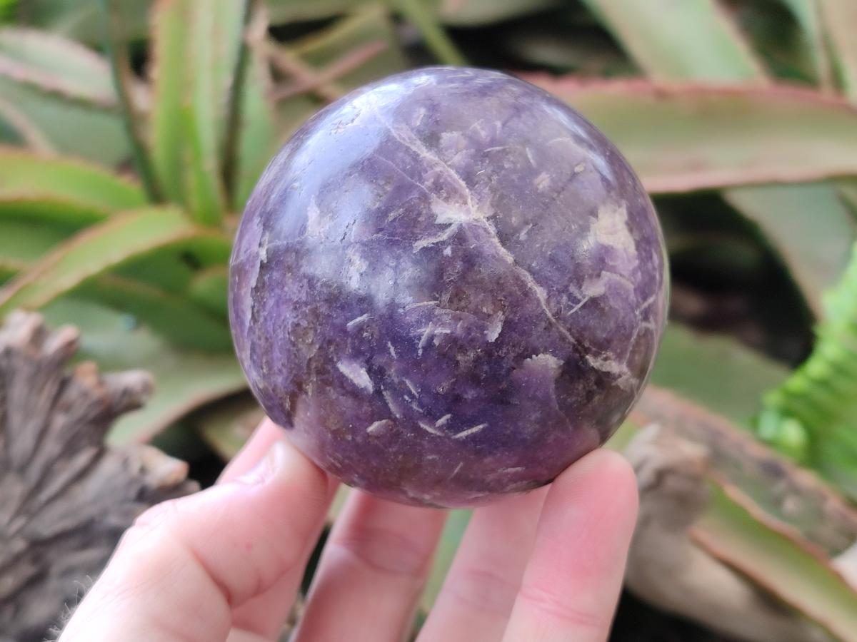 Polished Lepidolite with Pink Rubellite Spheres x 4 From Ambatondrazaka, Madagascar - Toprock Gemstones and Minerals 